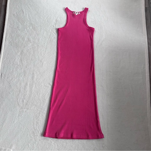 AMO Muscle Tank Ribbed Midi Dress in Pink Size XS - Picture 5 of 15